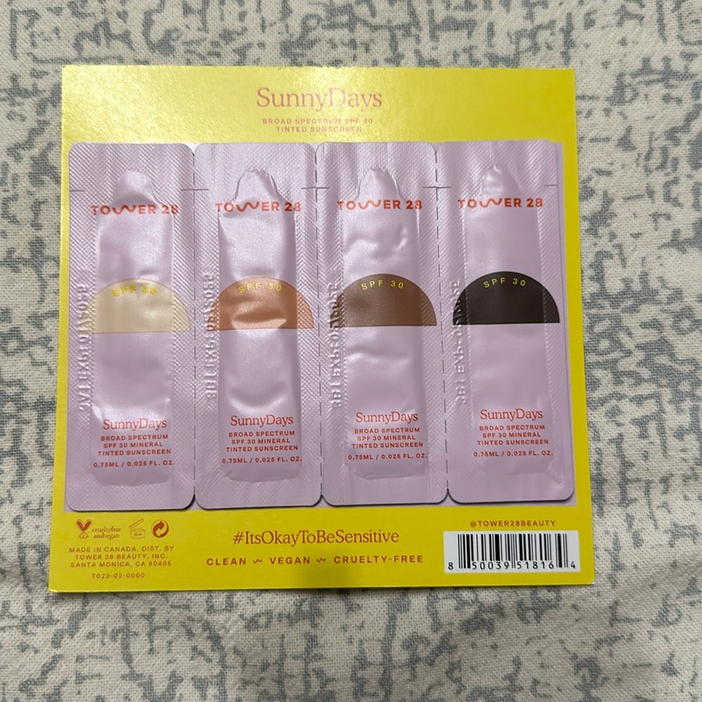 3 for $10 Sunny Days tinted sunscreen samples